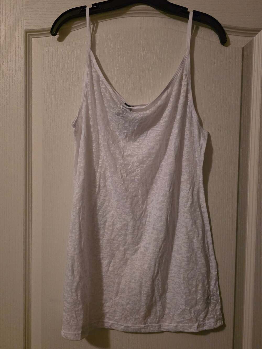 Troo Cami Tank Top Size XXL White Burnout Cotton Spaghetti Strap